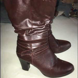 Brown Calf High Heeled Boots
